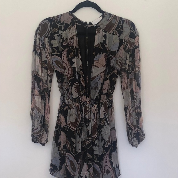 Zimmermann Playsuit Size 0 Black Floral Paisley - Picture 4 of 8